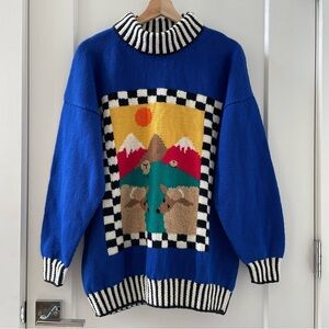 Vintage BONZO Handmade In New Zealand Pure Wool Sweater Knit Sheep NWT